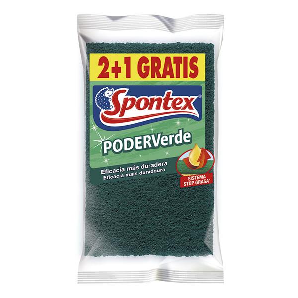 ESTROPAJO FIBRA VERDE 3 UN. SPONTEX